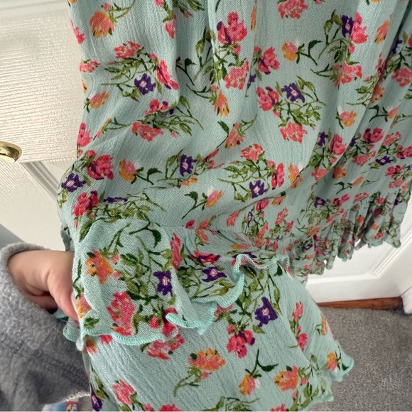 Free People Adella PrintedMini Slip/Sky Blue Combo - Picture 7 of 11